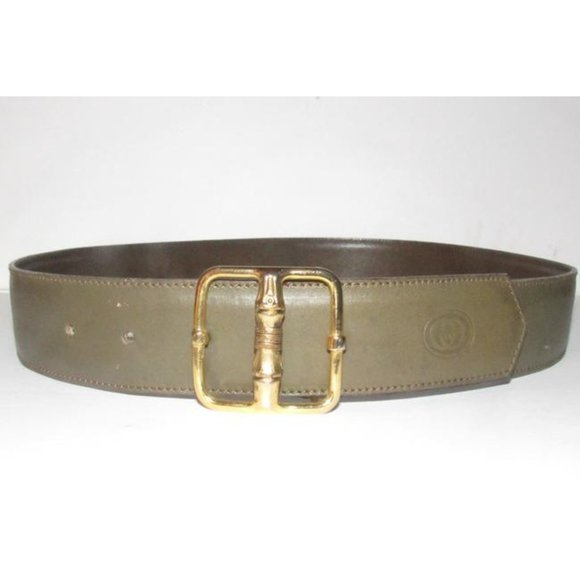 GUCCI Grey Embossed Leather w Gold Bamboo Buckle main image 8